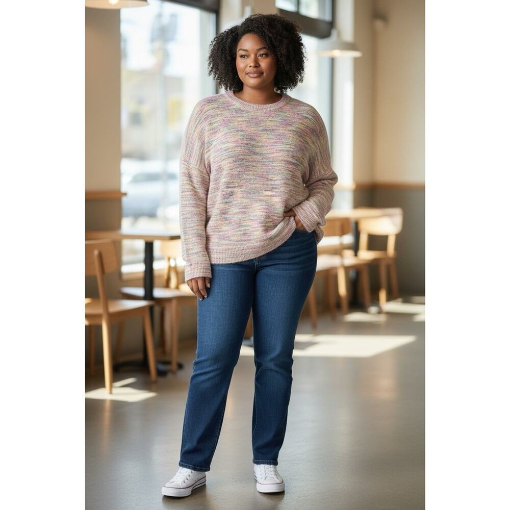 Grace & Emma space-dye pullover Sweater Unicorn Rainbow Trendy Plus Size 3X NWT